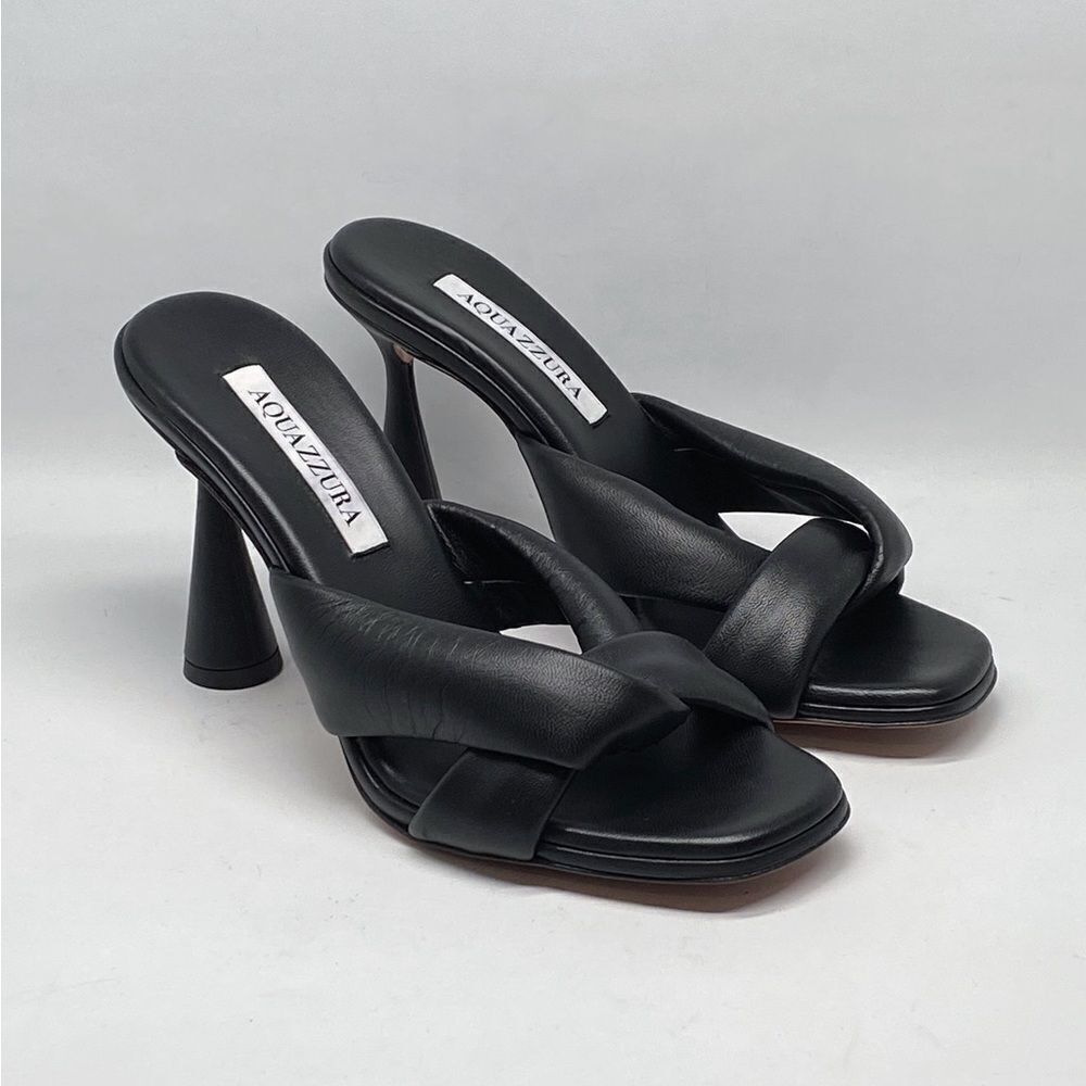 Aquazzura Amore 95MM Leather Black Mule size 37.5